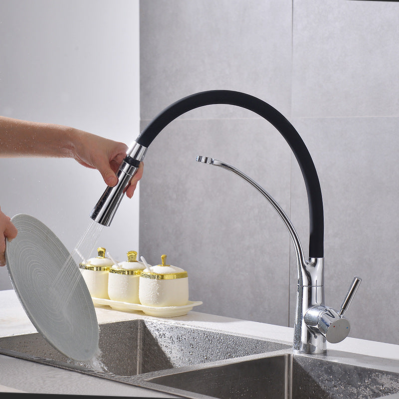 Cross-border kitchen faucet hot and cold water stretching universal silicone tube tip tee nozzle vegetable basin dishwashing basin