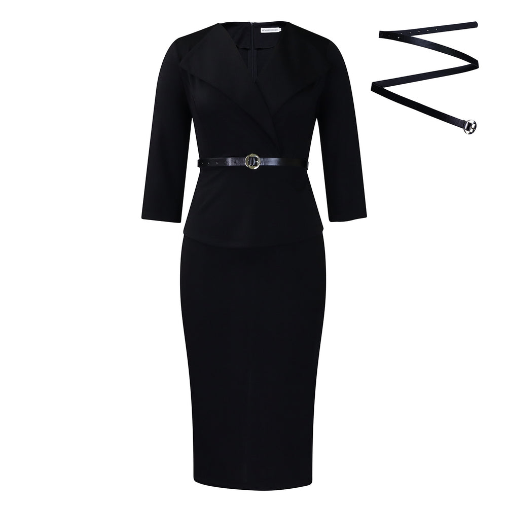 D542export african fashion big lapel waist ol elegant elegance hip cover pencil skirt cross-border dress