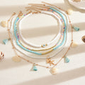 European and american cross-border jewelry: bohemian polymer clay beaded necklace, unique starfish and seashell pendant layered necklace for women