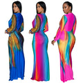 C6952 cross-border   independent station fashionfashion women's pleated color matching casualdress length