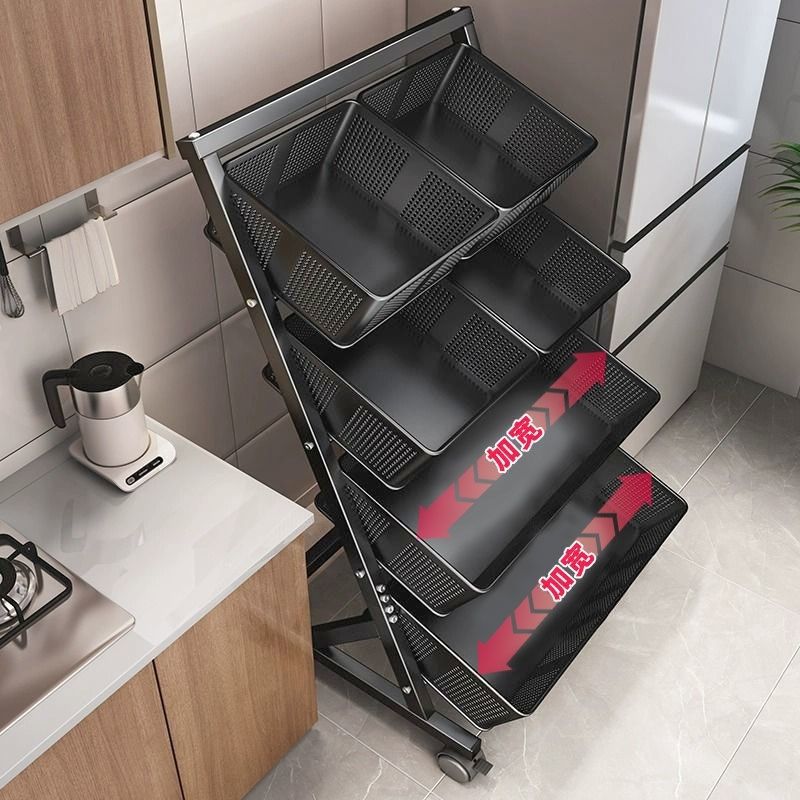 Large capacity cart living room snacks miscellaneous books movable storage basket vegetables kitchen storage rack extra large