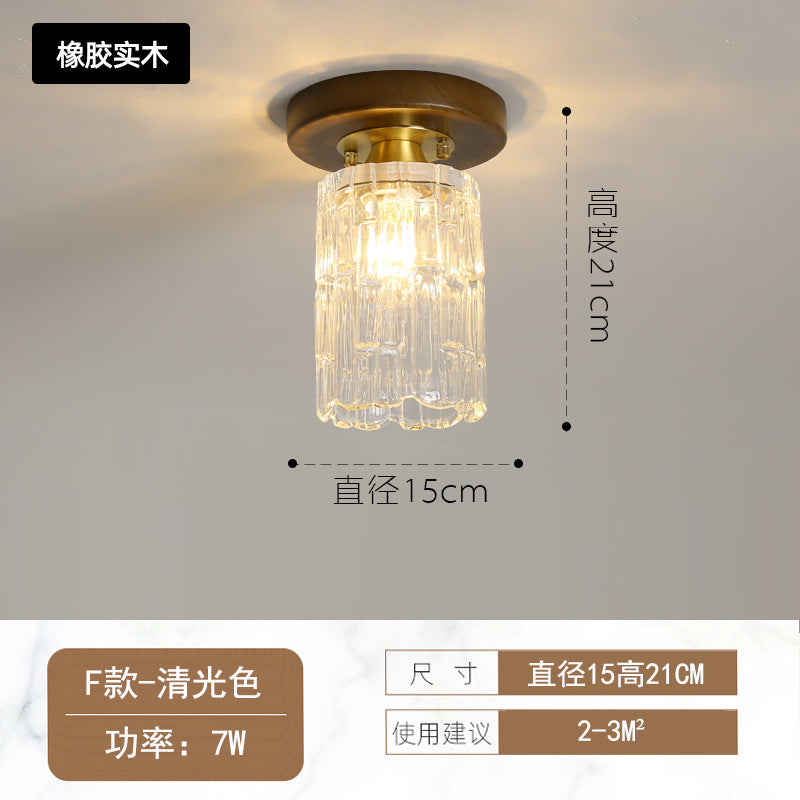 Walnut color new Chinese ceiling light corridor entrance balcony entry light personalized solid wood cloakroom Chinese lighting