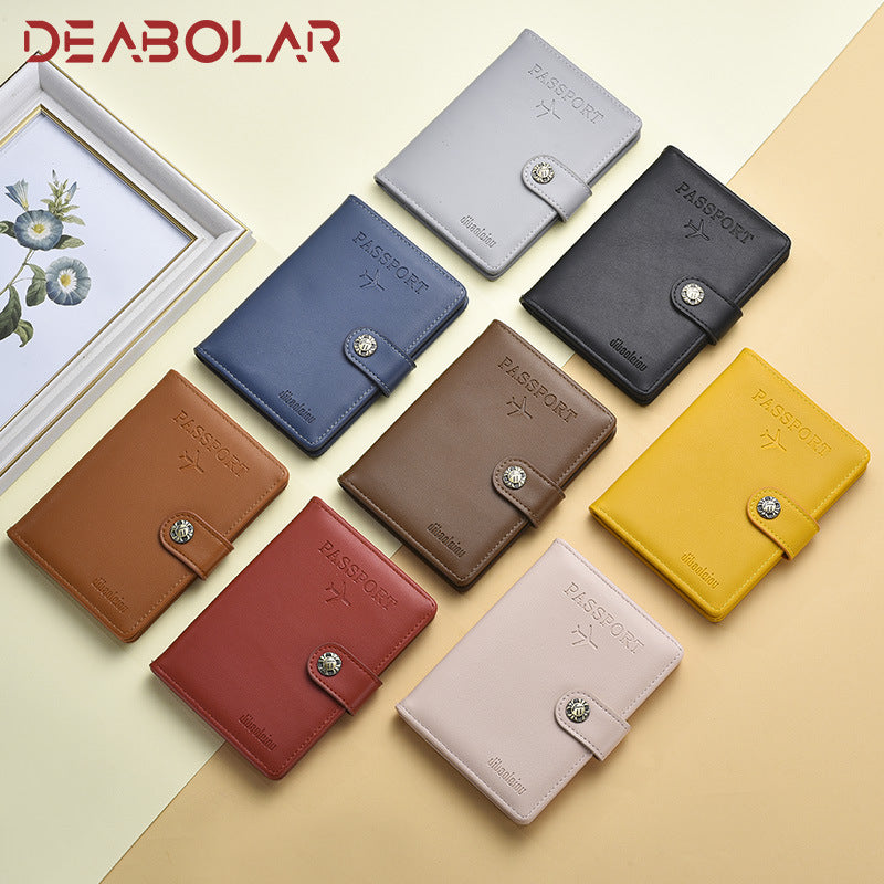 New Fashion Buckle Boarding Pu Leather ID Bag Aircraft Travel Passport Book Protective Case Multifunctional Passport Bag
