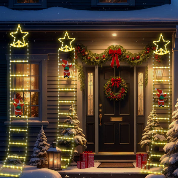 New star stair light Santa Claus ladder light string Pentagram outdoor waterproof festive decoration ladder lights