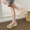 2026 new fashion diamond-shaped height-increasing flip-flops for women, eva non-slip thick-soled trendy beach thong sandals
