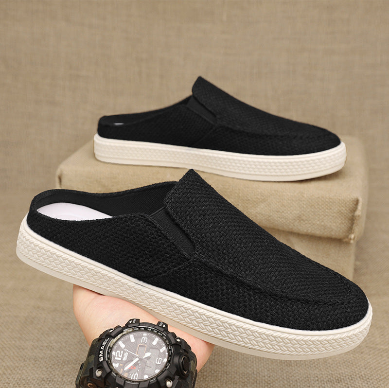 Canvas shoes for men summercasual lazy one-leg half-drag men's old beijing thousand-layer bottom cloth shoes trendy shoes spring & fall