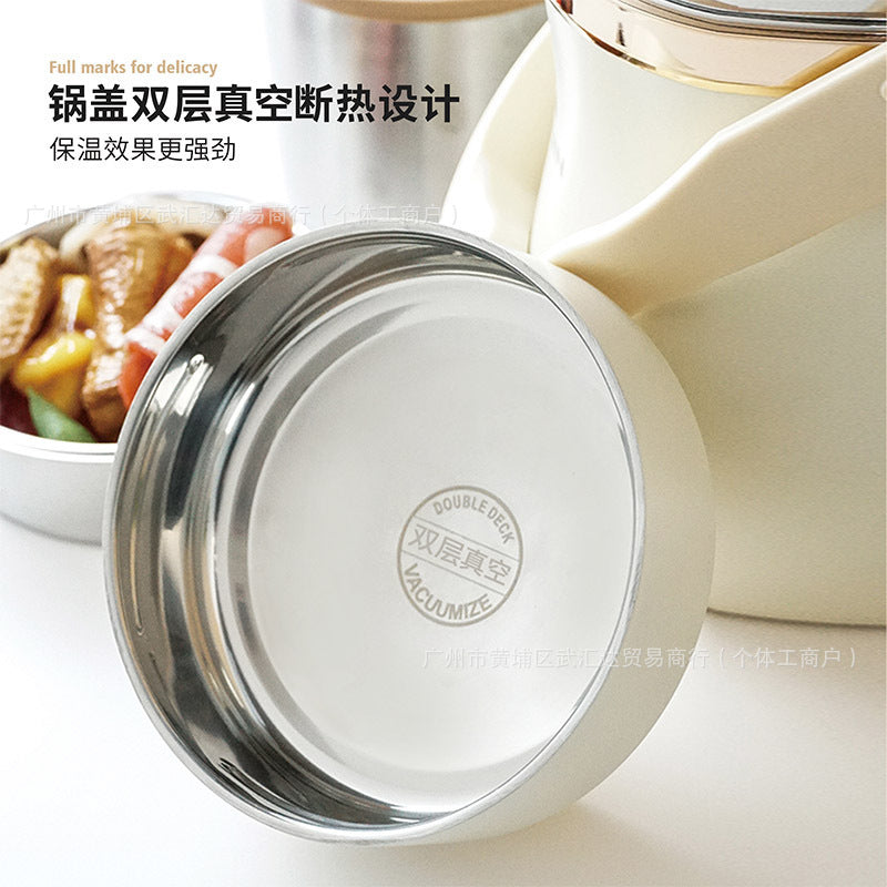 304 stainless steel breakfast cup with lid, portable lunch box for office workers, oatmeal, porridge, thermal lunch box, lunch box, pot