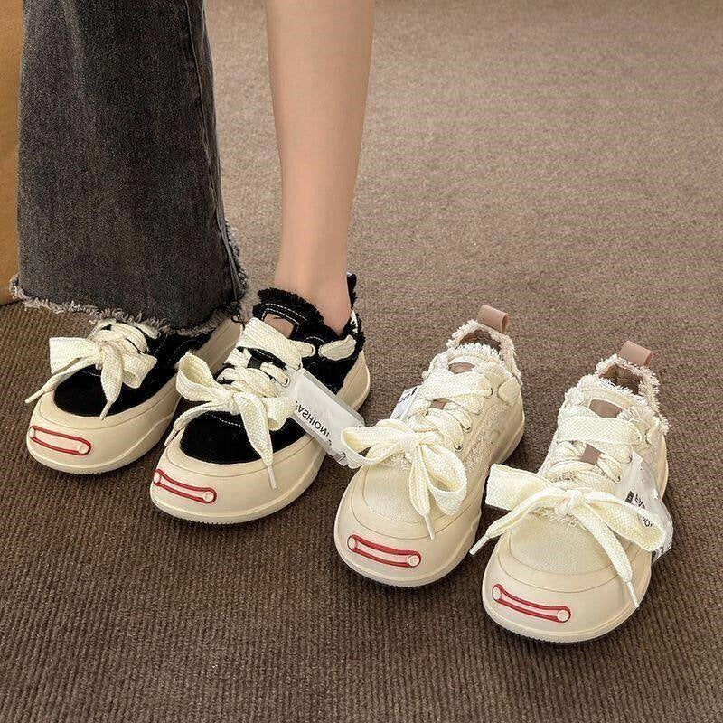 Celebrity-inspired open-toe canvas sneakers: 2026 spring/autumn new arrival - trendy height-increasing casual platform sneakers for women