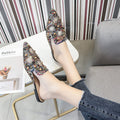 European station 2024 spring/summer new sexy printed rhinestone studded pearl pointed toe closed-toe thong sandals