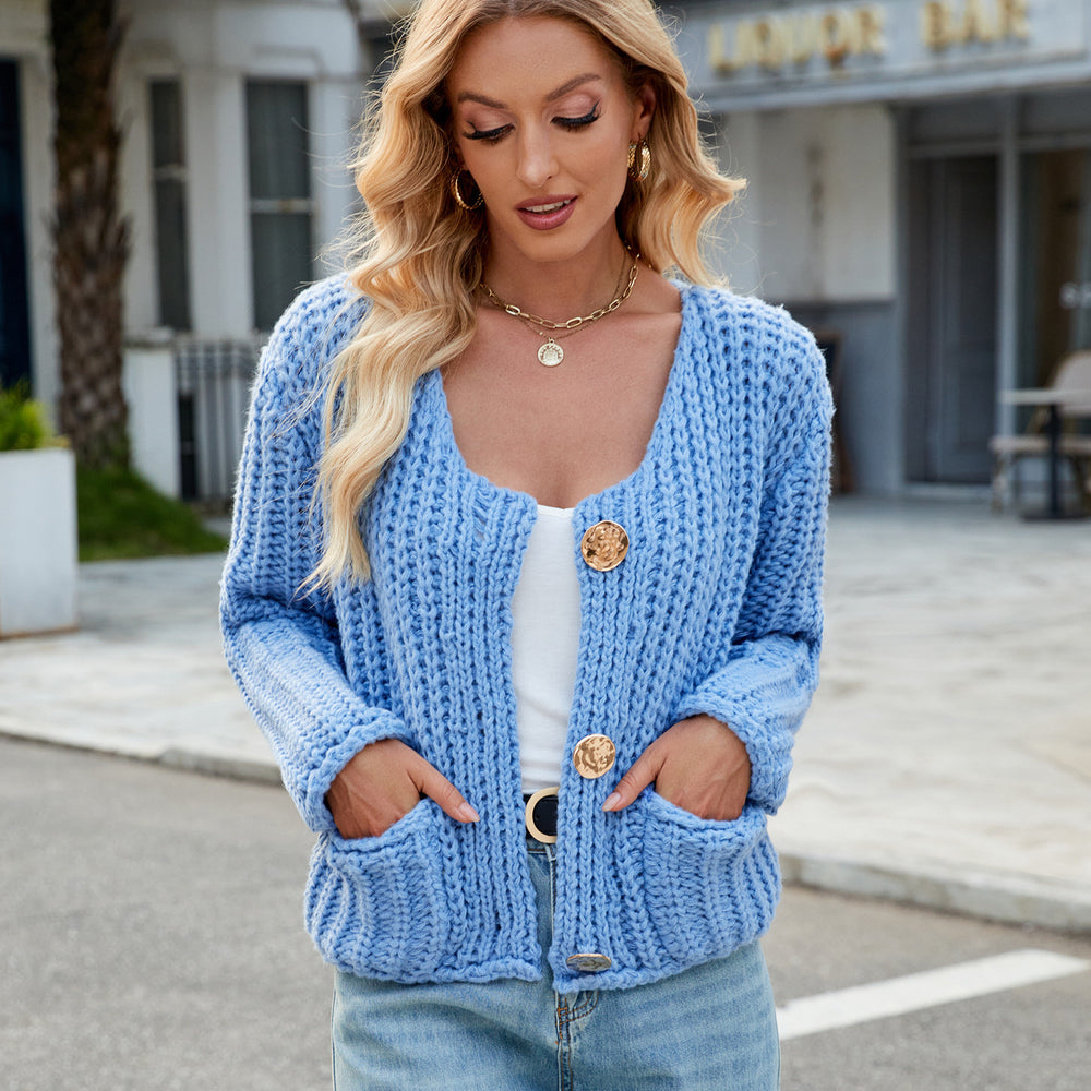 Fashion cross-border women's clothing  independent station new v-neck three-button sleeveless cardigan sweater vest