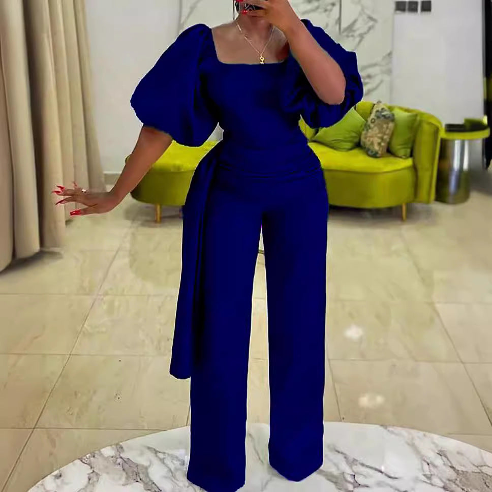 D128texport women's clothing   summer high waist elegant large size cross-border african european and american jumpsuits