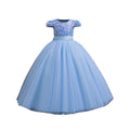 Ready-to-ship, european and american style girls' evening gown, long, puffy skirt, high-end children's dress with sequin embellishments