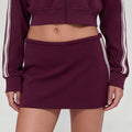 Fall and winternew arrivalmodal air layer sandwiched with white strips breathable stand collar zipper outwear short skirt casual sports suit for women