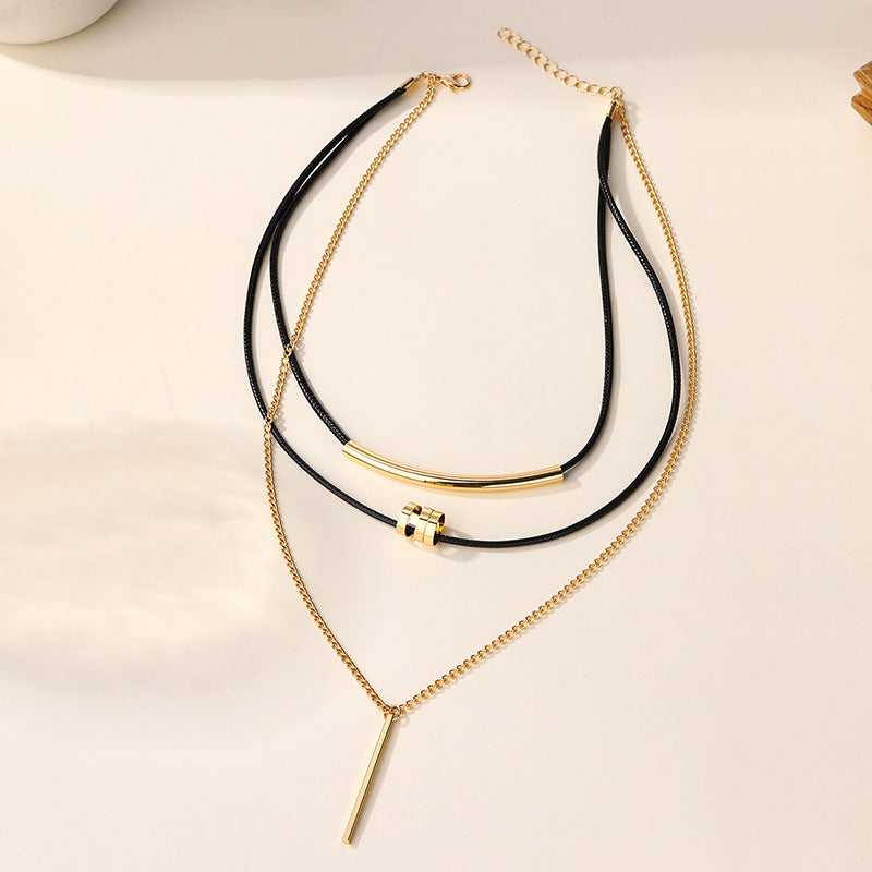 Sweater accessories necklace wholesale european and american cross-border jewelry women's multi-layer geometric alloy exaggerated design autumn and winter clavicle chain