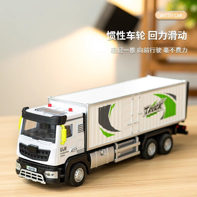 Die-cast alloy big truck toy for boys - realistic container truck, car carrier, and construction vehicle model