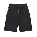 black washed jeans women's volleyball button straight-leg pants casualeasiest for match back pocket embroidered half length pants