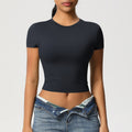 double-sided nylon casual tight-fitting quick-drying pilates tops yoga wear short-sleeved running fitness sports t-shirt