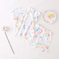 Baby short-sleeve set, one-year-old summer outfit, girls' ice silk top and shorts, lightweight summer two-piece set, 100% cotton