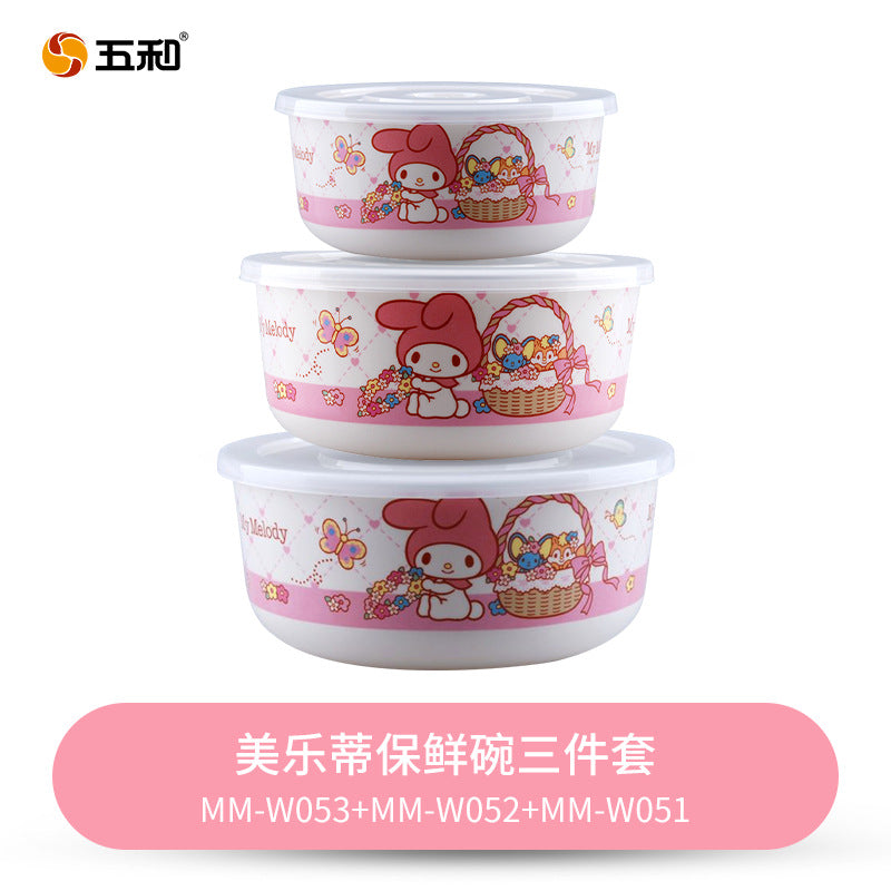 Bowl set Fresh-keeping bowl Instant noodle bowl Melamine tableware Lunch box Imitation porcelain round soup bowl with lid Sealed bento box