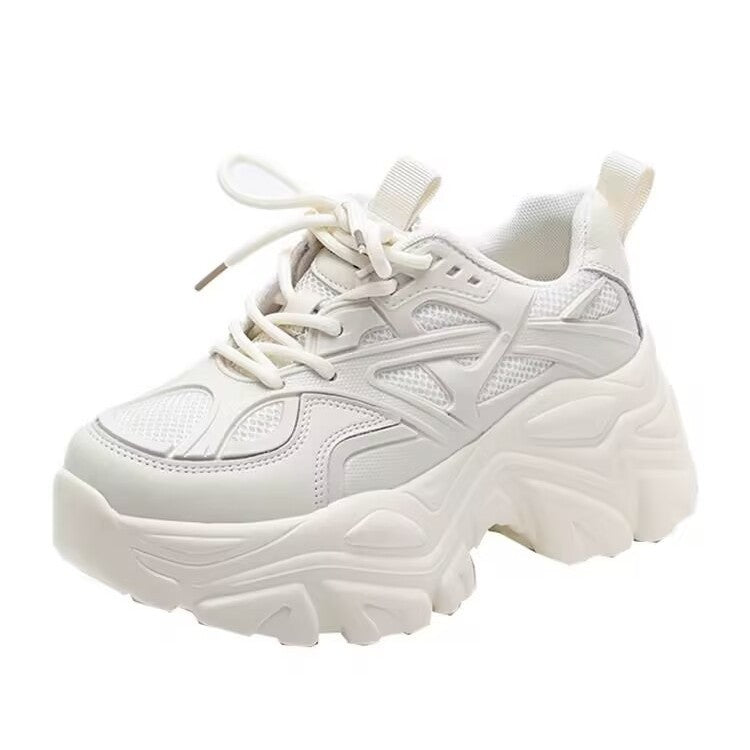 Best sellingdad shoes height increasing shoes 2026 spring and summer new arrivaleasiest for matchpetiteswhitethick soleplatform shoes women's sports shoes