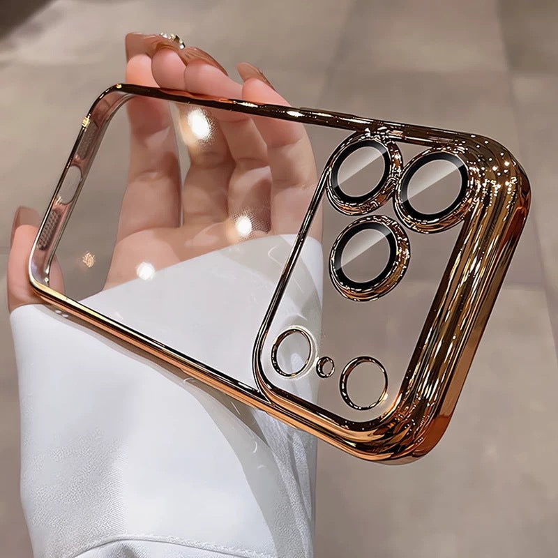 Suitable for apple 17promax mobile phone case pc electroplated glass lens film iphone16 all-inclusive anti-fall protective case