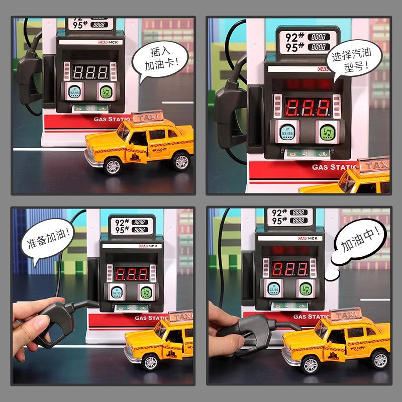 Kids' gas station toy model - realistic miniature cars - early education & pretend play for boys & babies - birthday gift