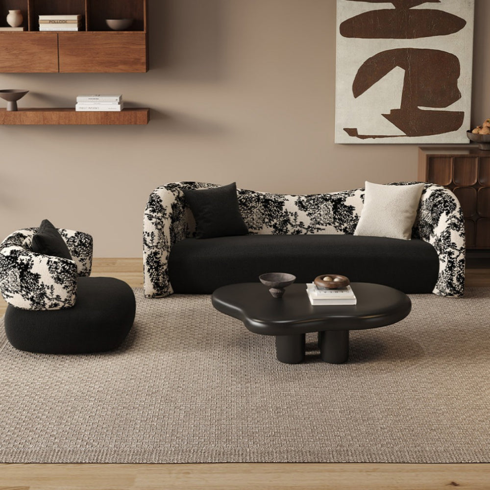French-style small apartment living room curved sofa, suitable for hotels, b&bs, beauty salons, clothing stores, and trendy rest areas/reception sofas