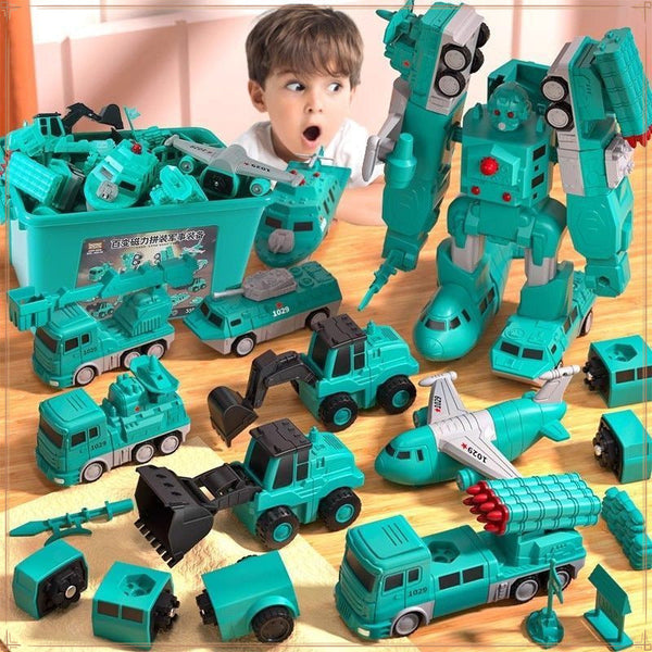 2025 children's building block magnetic splicing toy boy assembly model construction car deformation boy King Kong robot