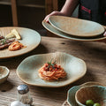 New creative ceramic plates - japanese retro round dinner plates, steak plates - wholesale for home and hotel tableware manufacturers
