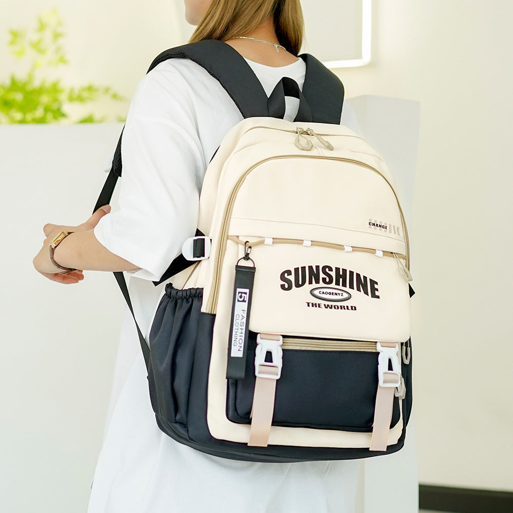 School bag male large capacity junior high school student high school student fashion trend simple backpack female style travel bag