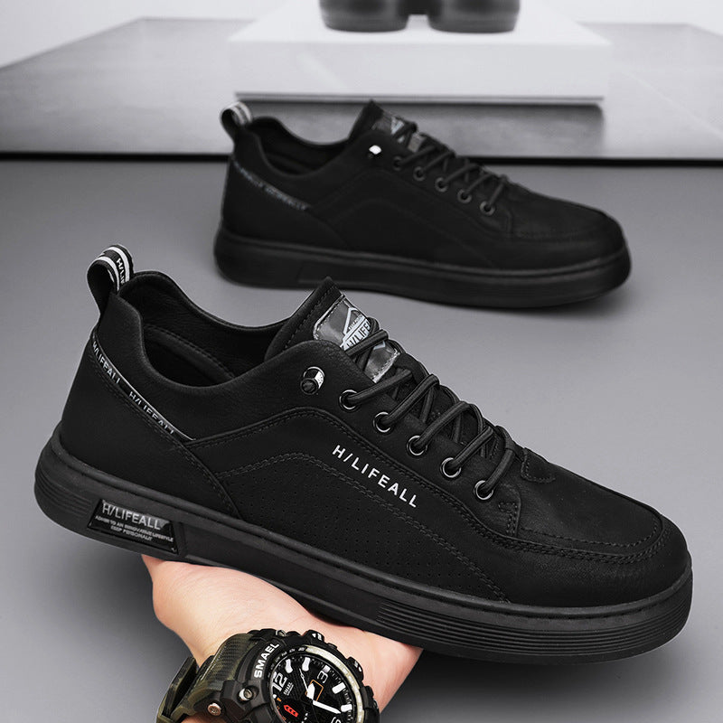 Men's slip-on loafers - spring breathable aviator casual shoes - men's athletic flat shoes - non-slip waterproof white leather shoes