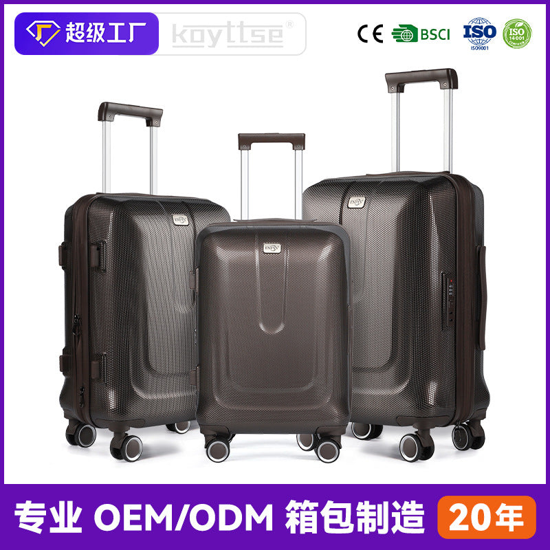 Foreign trade PC suitcase three-piece student trolley case universal wheel thickened anti-drop and wear-resistant travel password box wholesale