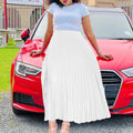 D3175plus size women's clothing  autumn new arrivalpure color high waist large skirt long skirt plus size european and american pleated skirt