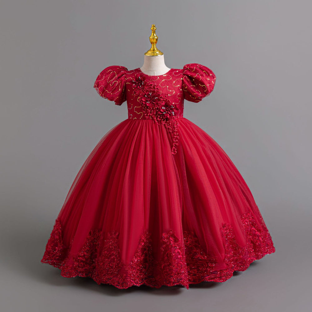 Ready-to-ship new girls' evening gown lace sequin princess dress piano performance dress children's dress