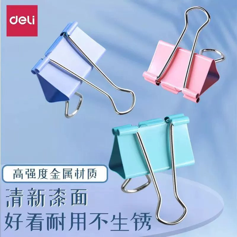 Deli 8552ES Color Long Tail Clip Swallow Tail Clip 41mm Metal Clip Ticket Clip 24 Iron Clip Fish Tail Clip