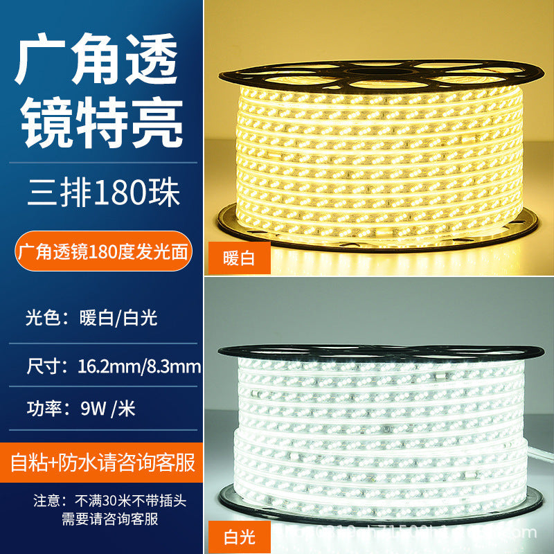 220v household outdoor waterproofled light strip super bright white light strip outdoor exterior wall construction site tunnel lighting
