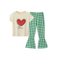 Girls' summer outfit set : new summer wide-leg pants, loose-fit lightweight casual short-sleeve top and pants, cute two-piece set