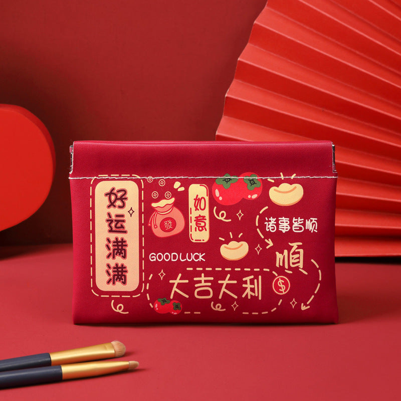 Shrapnel portable cosmetic bag waterproof pouch pu leather simple mini digital bag makeup brush storage bag earphone bag