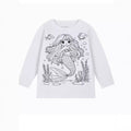 Unique diy fun graffiti hand-painted coloring mermaid design 95% cotton spring/autumn american style girls' long-sleeve t-shirt
