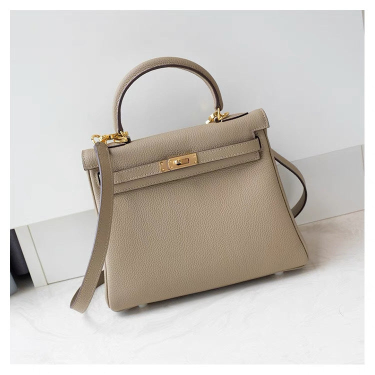 First-layer cowhide pebbled togo kelly leather bag satchel bag classy work clothing women's bag shoulder crossbody bag
