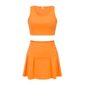 Casual slim-fit sports tank top and skort two-piece set -  european & american fashion, sexy solid color tennis style