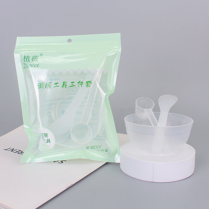 Zhiwei beauty salon mask mixing kit - 3-piece set: mask bowl, mixing spatula, measuring spoon, and plastic bowl