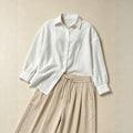 cross-border fashion women's casual comfortable versatile white long-sleeve shirt and casual pants set