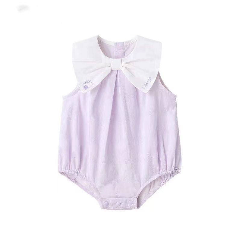 Baby summer romper - sweet sleeveless bodysuit for baby girls, lightweight snap-crotch outfit, perfect for 100-day celebration and crawling!