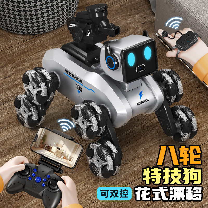 【customizable】cross-border smart gesture remote control eight-wheel robot dog mechanical cat kids toy boy electric gift