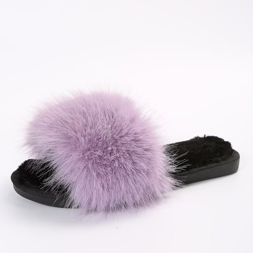 Fuzzy slippers women's outerwear 2025 new korean style ins trendy shoes autumn and winter one-strap thick sole cotton slippers autumn and winter collection