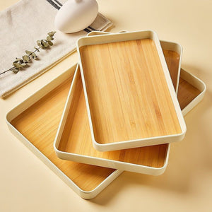 Creative popularins style tea cup plate scandinavian plastic dinner plate fruit plate combination imitation wood grain tray for home