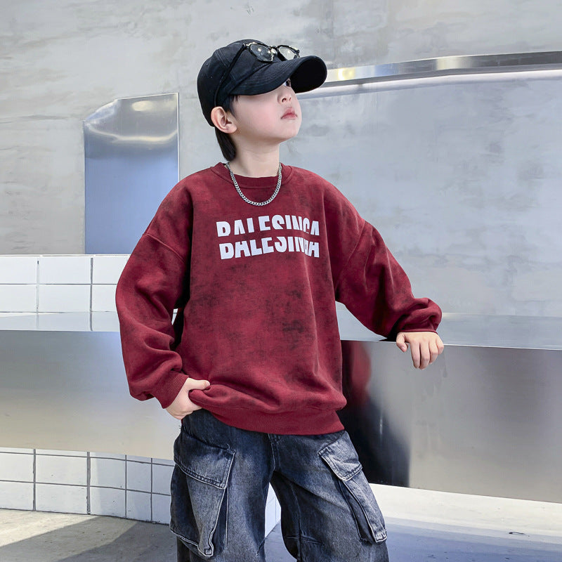 Boys' fall sweatshirt -  new collection - kids' autumn casual top - mid-to-large size - spring/autumn style - stylish boy's apparel