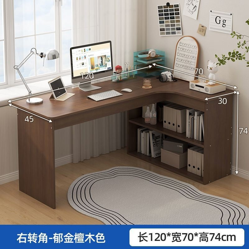 Nordic student desk with bookshelf - all-in-one home bedroom desktop computer desk - assembled study table for elementary school students - writing desk