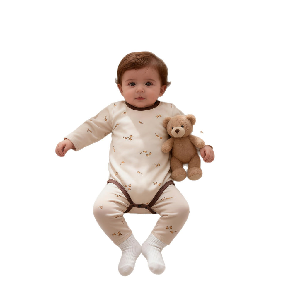 Baby pajamas cotton clothes baby home clothes bottomintimates autumn and winter belly cover high waist belly protection suit autumn pants